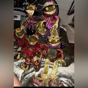 Vintage Big/small Frog  royalty Plush Poseable Figure Ornate Mascot Toy